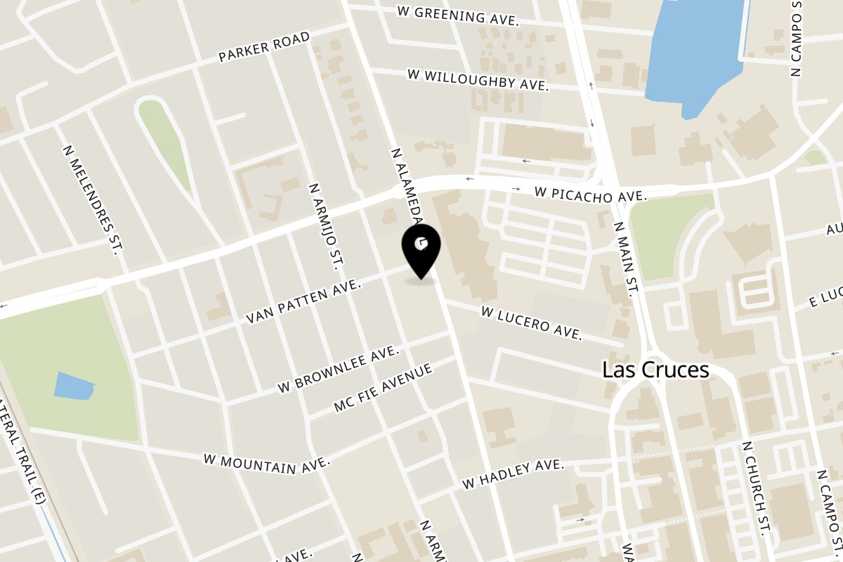 Map showing the location of Gatsby's Bistro on 741 N Alameda Blvd #16 in Las Cruces